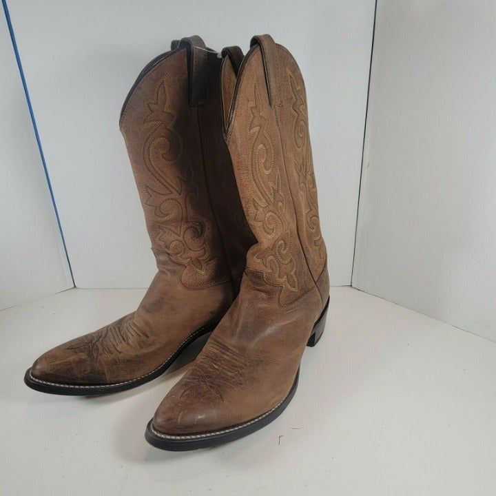 Justin Classic Leather Western Cowboy Brown Boots Mens Size 11.5 Narrow